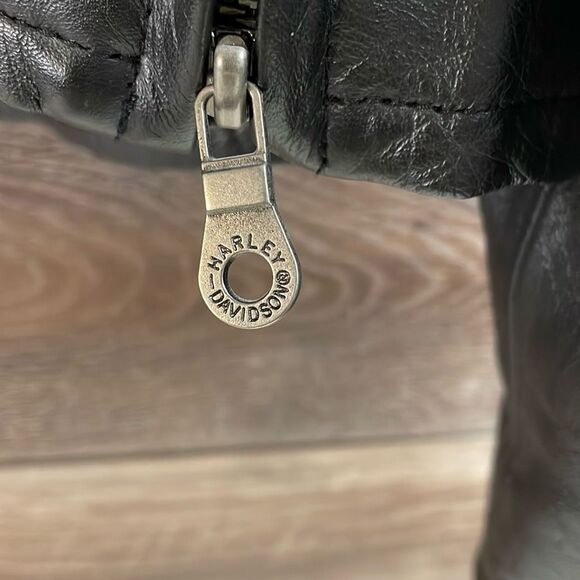 Harley Davidson Womens Leather Motorcycle Jacket Embroidered Logo Size XL Vtg - Picture 15 of 16